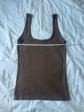 Joah Brown Ribbed Scoop Tank Top - Brown